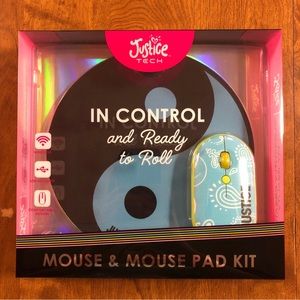 NEW Justice Tech Mouse & Mouse Pad Kit Blue Paisley